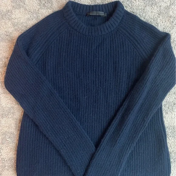 Women’s Navy Jenni Kanye Cashmere Fisherman Sweater: Size XS